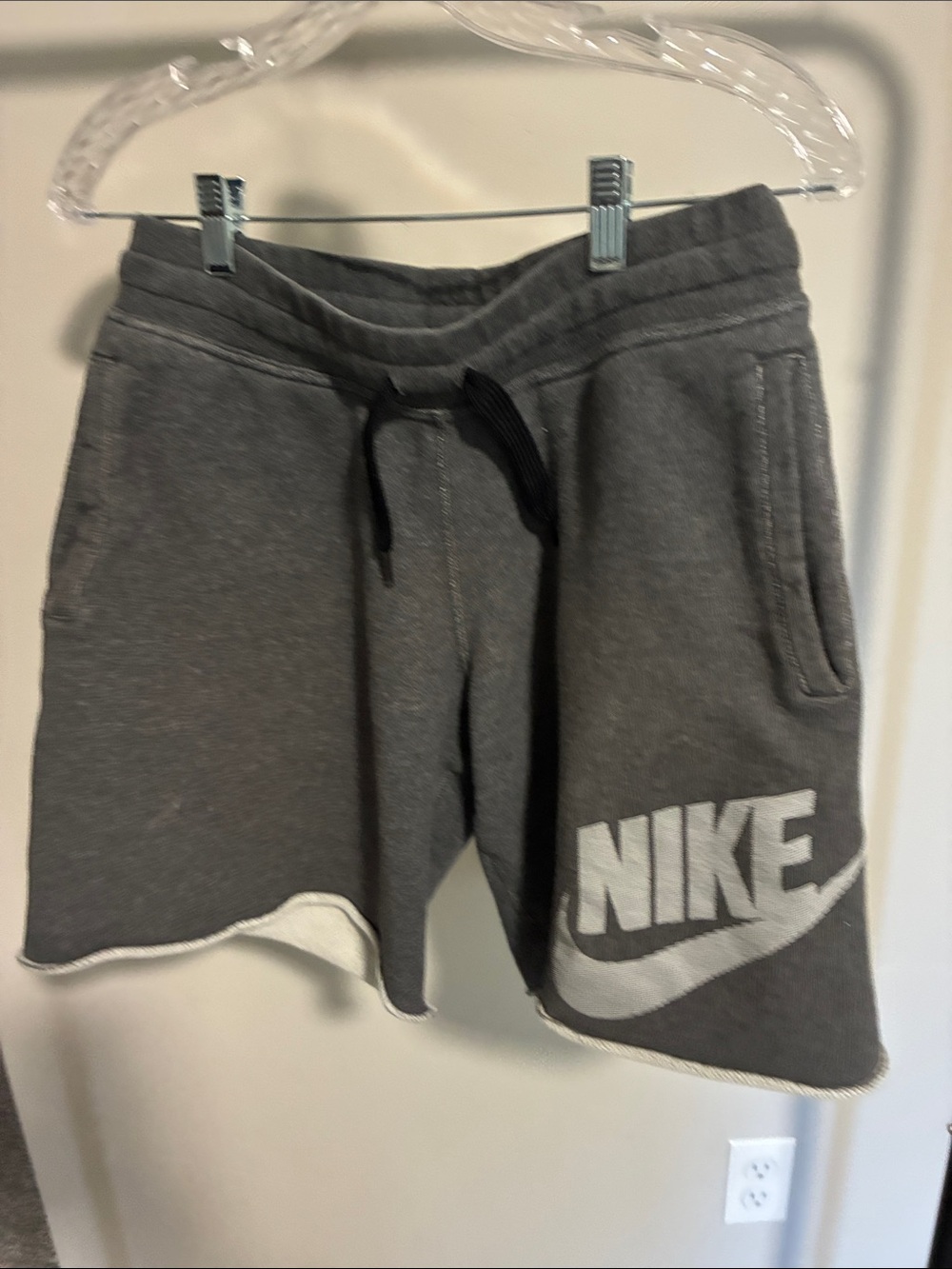 Nike Gray Men's Fleece Shorts with White Logo